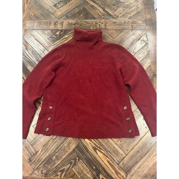 J Crew Wool Blend Turtle Neck Pullover Sweater Women Large Red Y2K Academia Size - Picture 1 of 7